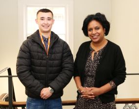 UK government minister for Children and Families, Minister Janet Daby, with Matty, a young person from the Staying Close Programme