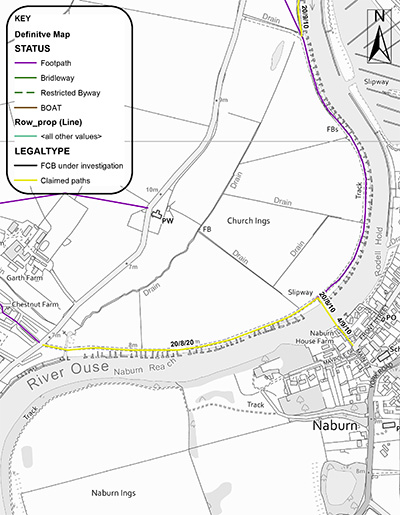 DMMO Register location map for 014: Landing Lane to Acaster Malbis.