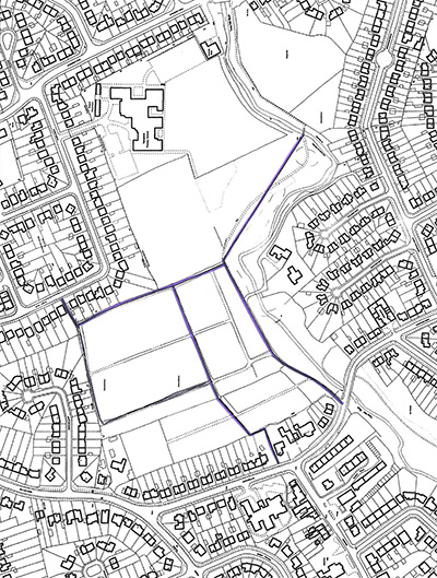 DMMO Register location map for 019: Hempland Lane Allotments, Allotment 65 to 55 And Right to Whitby Avenue Entrance.