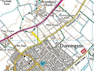 DMMO Register location map for 040: Noddle Hill to The Lay By off Stamford Bridge Road.