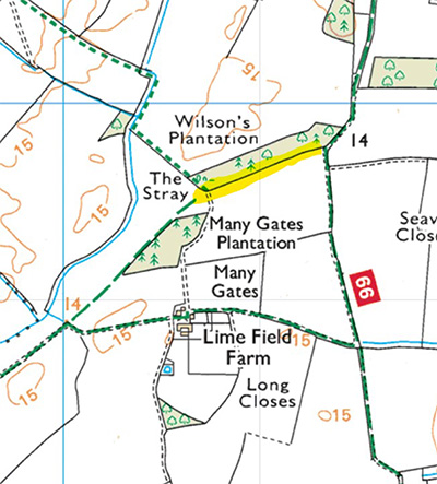 DMMO Register location map for 043: Southern Edge of Wilsons Plantation.