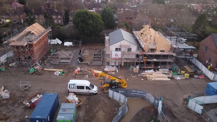 Aerial view of Lowfield Green Construction